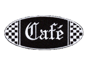 Cafe logo oval 4 inch patch black/white